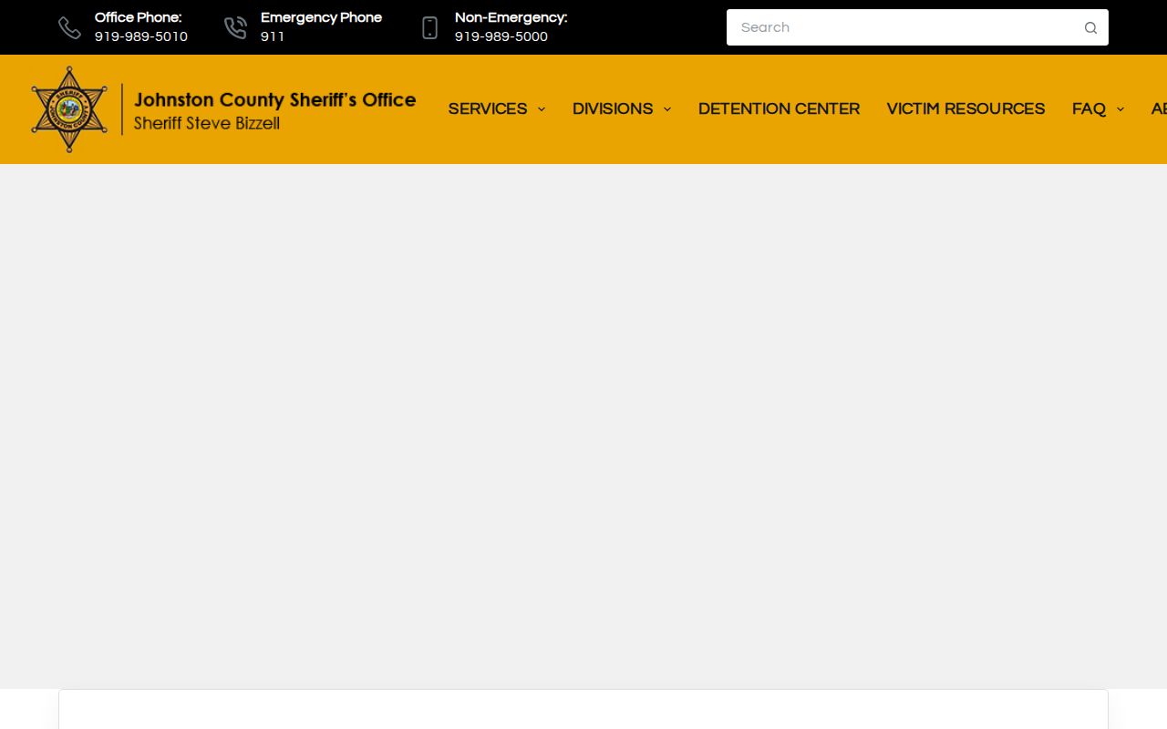 Johnston County Sheriff's Office official website entry page