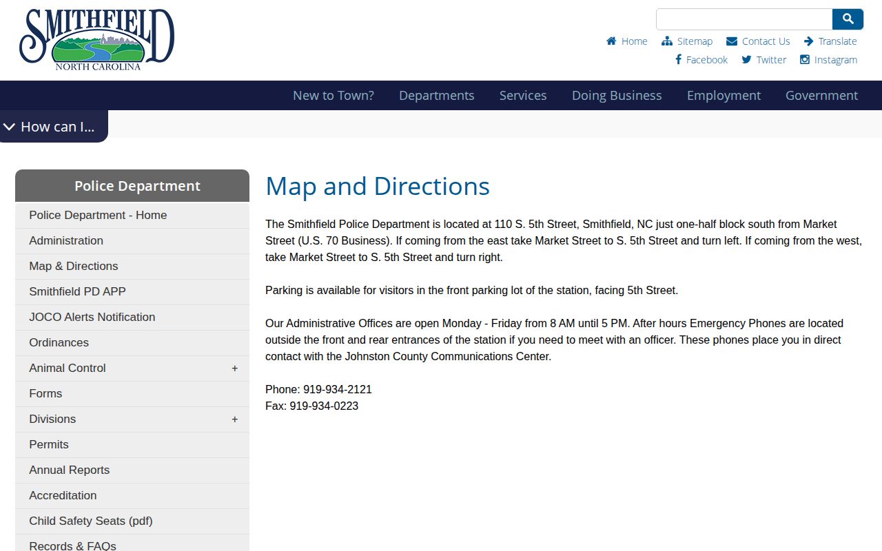 Official Smithfield Police Department website